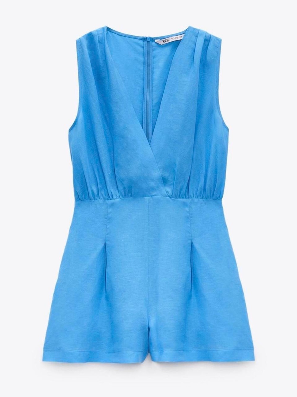 Zara Sky Blue Sleeveless V-Neck Romper